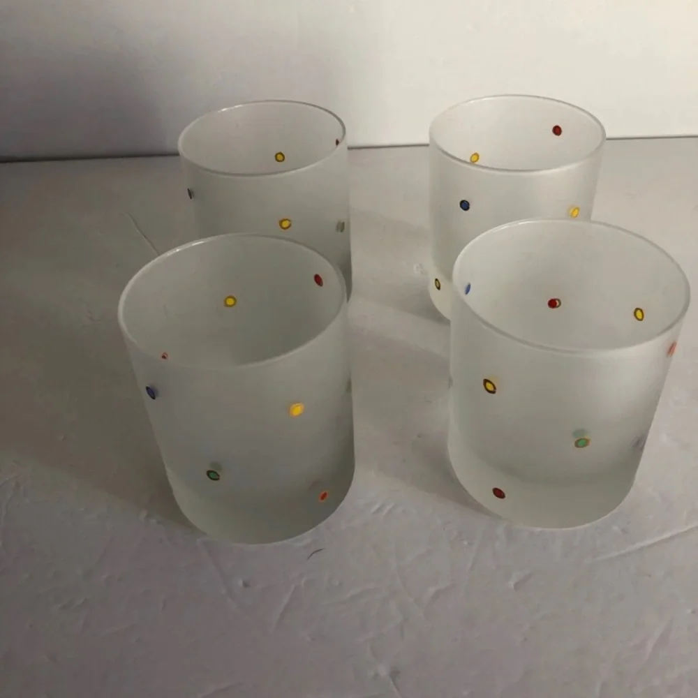 Polka Dot Glass Cups (4)
